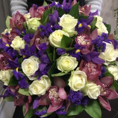 Bouquet with Orchids and Irises